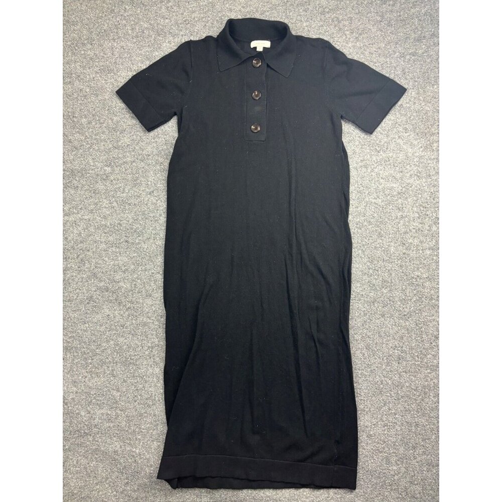 All:Row Dress Women's Small Black Shirt Polo Button Collared Short Sleeve‎ Midi